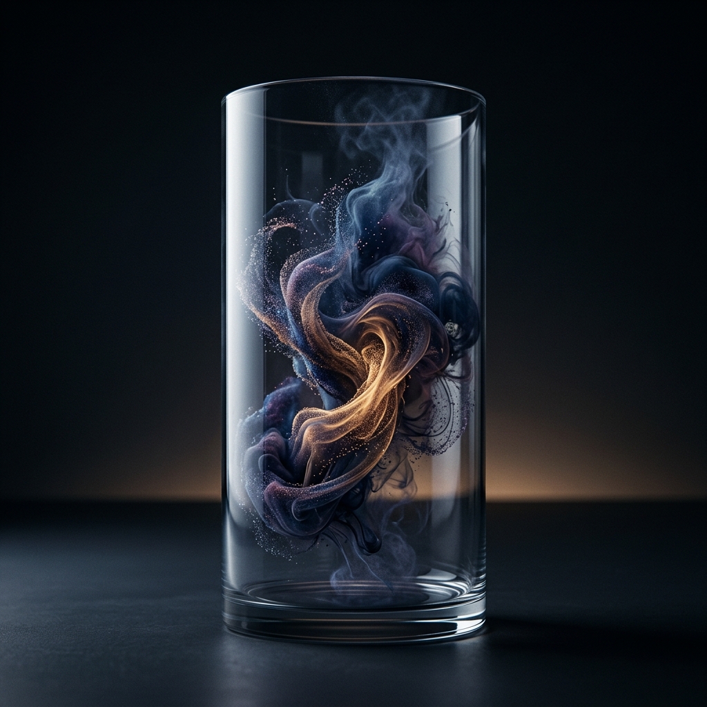 Minimal abstract editorial studio photography representing creative control and human direction over automated video generation.